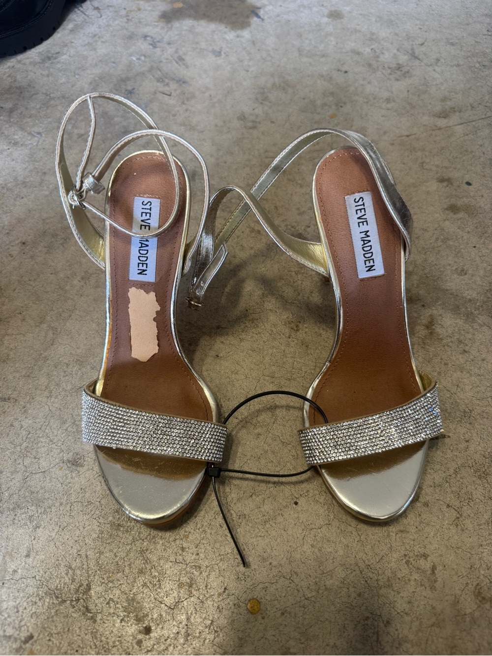 Steve Madden Gold Crystal Strap Open-Toe Heels